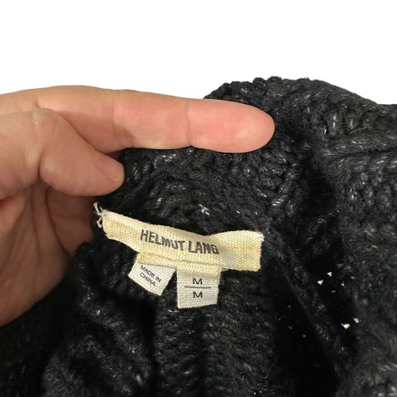 Helmut Lang M Black Ocacity Draped Chunky Knit Asymmetrical Cardigan Sweater - Picture 8 of 10